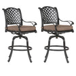 Elegant Cast Aluminum Counter Stool Set With Cushions, All Weather Design - Dark Brown - Furniture Home Direct