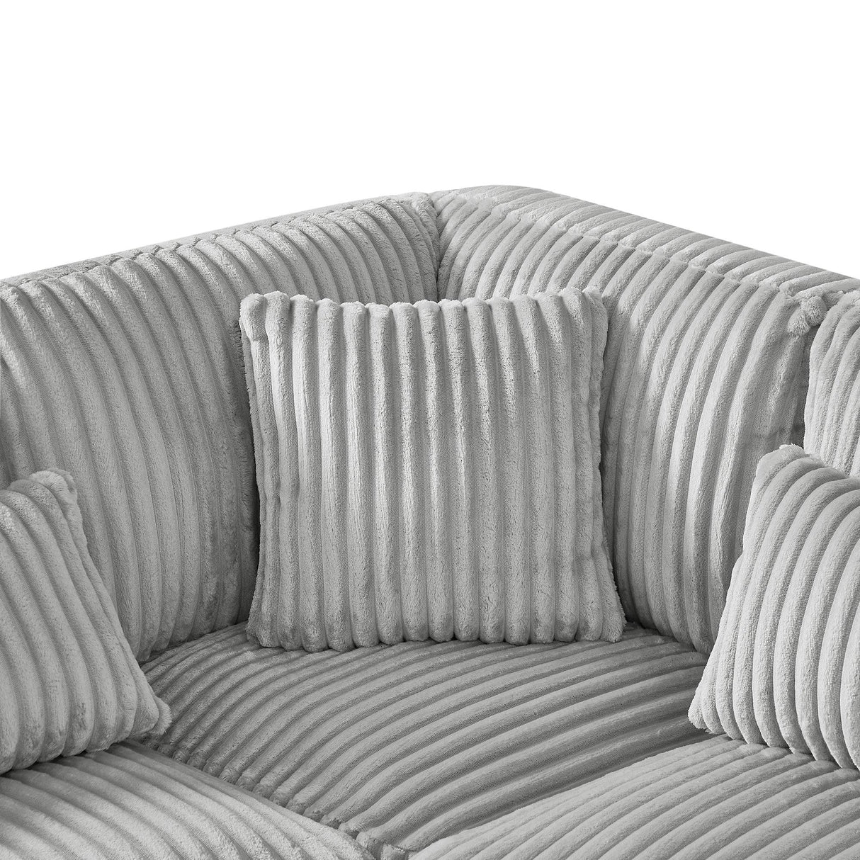 Sectional Sofa Oversized U Shaped Corduroy Fabric Gray - Furniture Home Direct