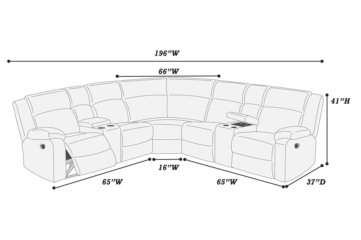 Sectional Sofa Corduroy Power Recliner Modern Gray - Furniture Home Direct