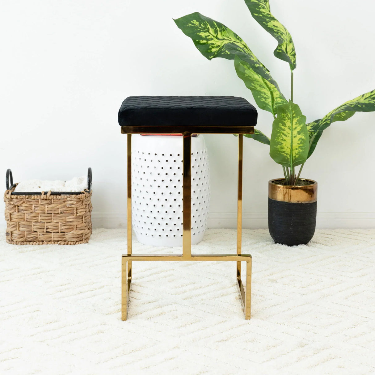 Joel - Mid Century Modern Luxury Upholstered Stool - Furniture Home Direct