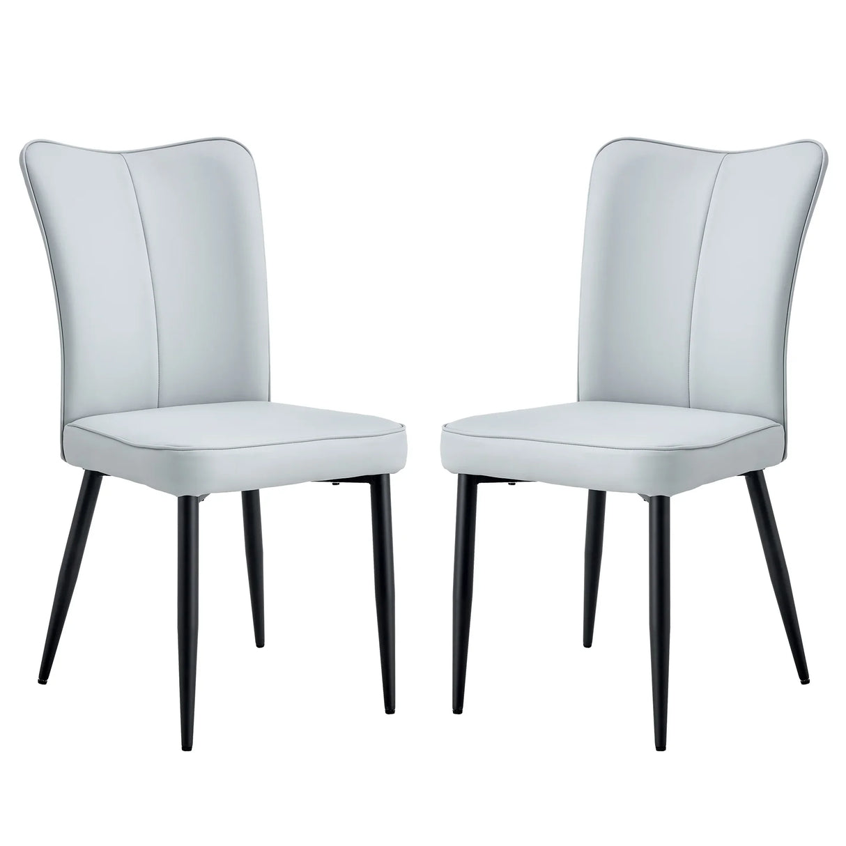 Dining Chairs Modern PU Upholstered Black Metal Legs Gray - Furniture Home Direct