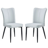 Dining Chairs Modern PU Upholstered Black Metal Legs Gray - Furniture Home Direct