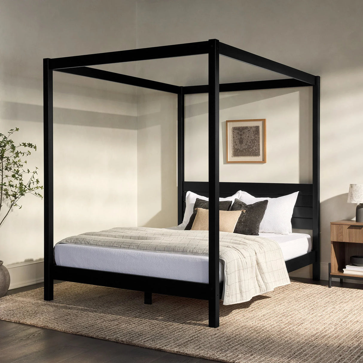 Canopy Bed Frame Modern Minimalist Boho - Furniture Home Direct