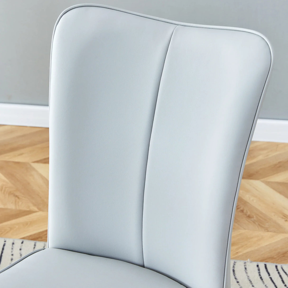 Dining Chairs Modern PU Upholstered Black Metal Legs Gray - Furniture Home Direct