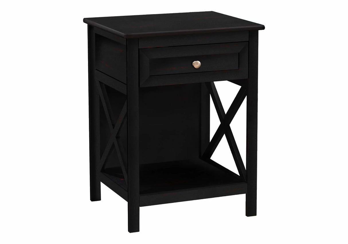 Accent End Table, 2 Tier, Storage Drawer, Transitional Style - Furniture Home Direct