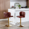 Counter Height Bar Stool Tufted Leather Swivel Burgundy - Furniture Home Direct