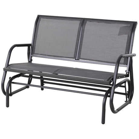 Outsunny - 2 Person Outdoor Glider Bench, Patio Double Swing Rocking Chair Loveseat With Powder Coated Steel Frame For Backyard Garden Porch - Gray - Furniture Home Direct