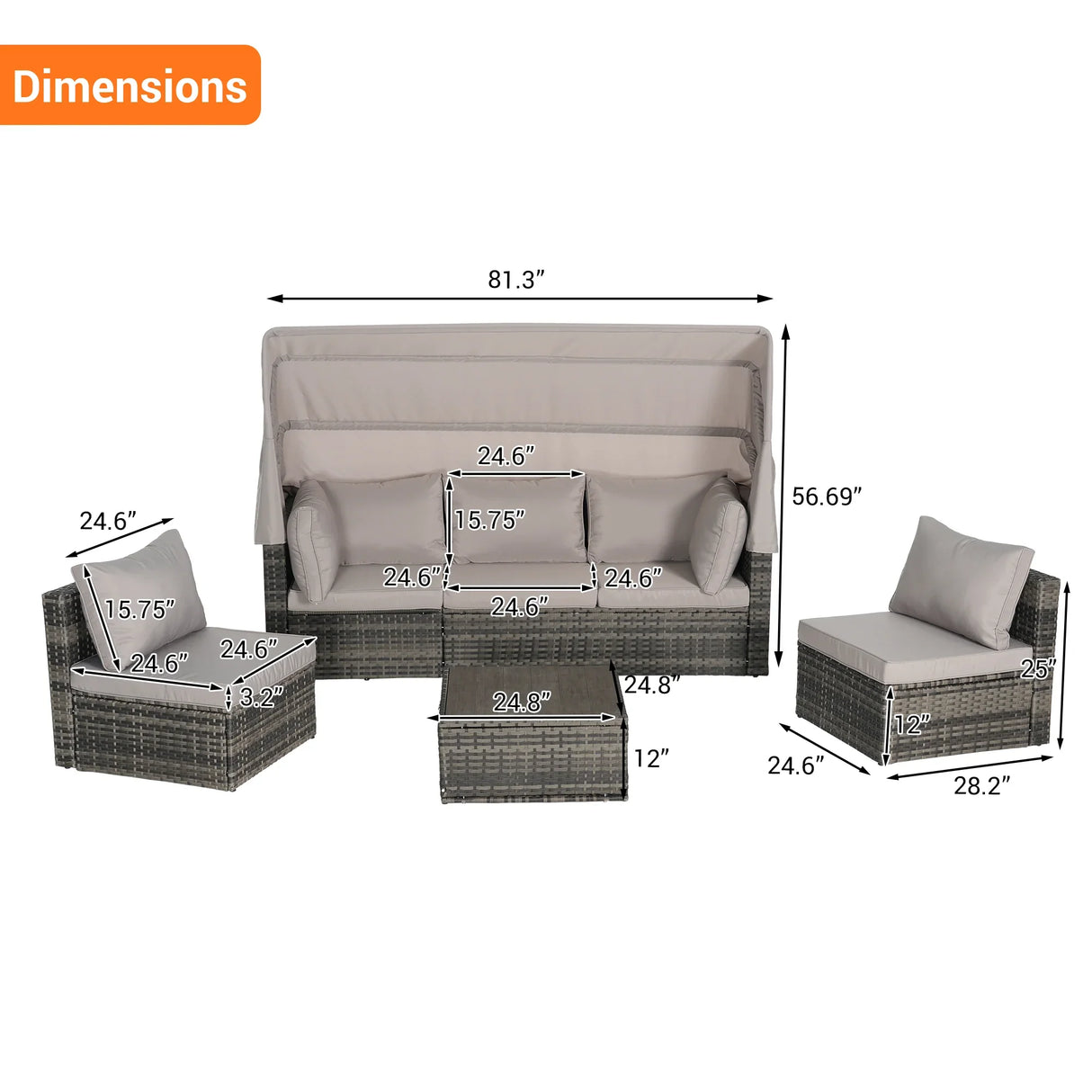 5 Piece Outdoor Patio Set - Furniture Home Direct