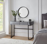 Mirrored Makeup Vanity Table With Stainless Steel Base And 2 Drawers - Furniture Home Direct