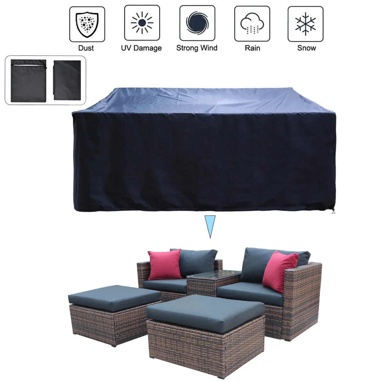 5 Piece Wicker Patio Set With Cushions - Furniture Home Direct