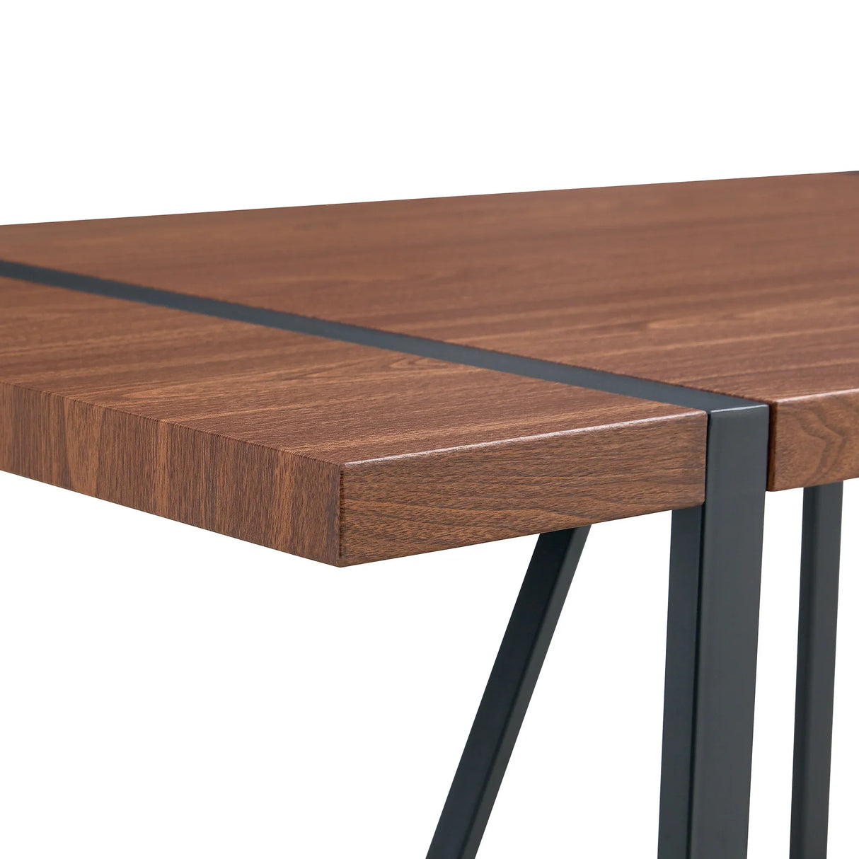 Dining Table Industrial Wood Grain Rectangular Walnut - Furniture Home Direct