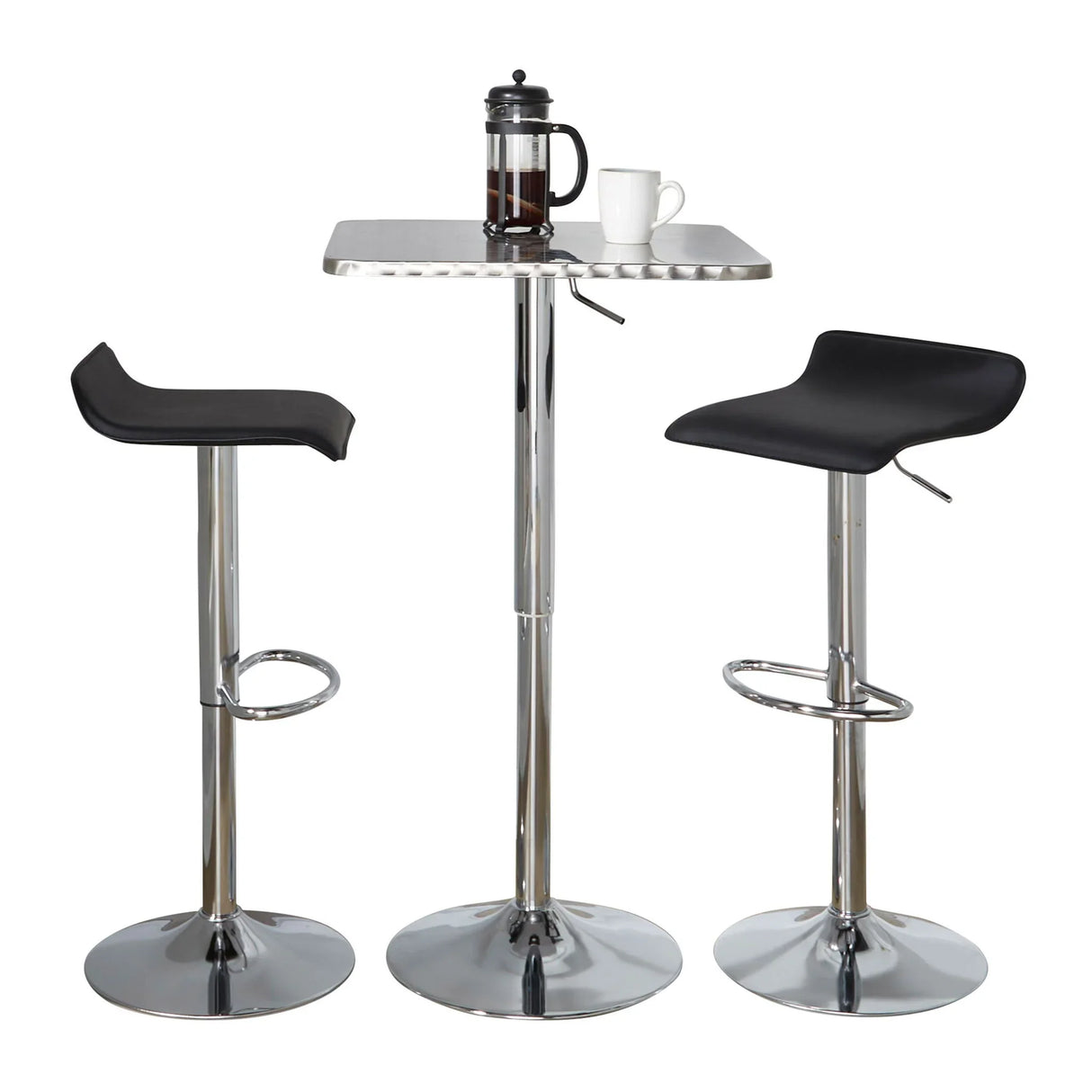 Ale - 3 Piece Bar Set Bistro Square Contemporary Adjustable Oval Footrest - Furniture Home Direct