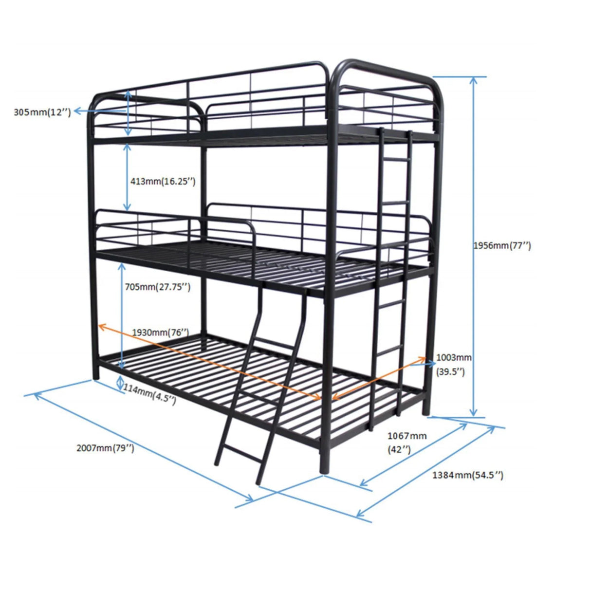 Triple Bunk Bed - Furniture Home Direct
