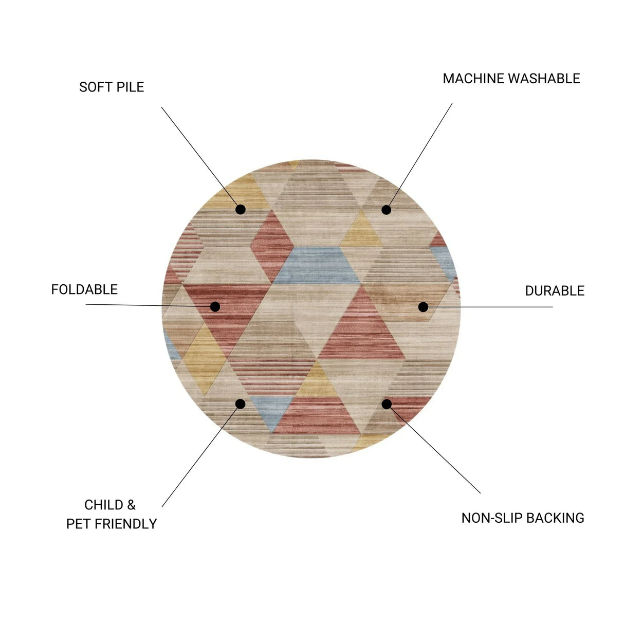 Rabbit - Washable Non - Slip Round Rug - Ivory Multi - Furniture Home Direct