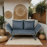 1 Pieces Patio Wicker Side Foldable Bench Patio Backyard Conversation Bench Gray Wicker - Dark Gray - Furniture Home Direct