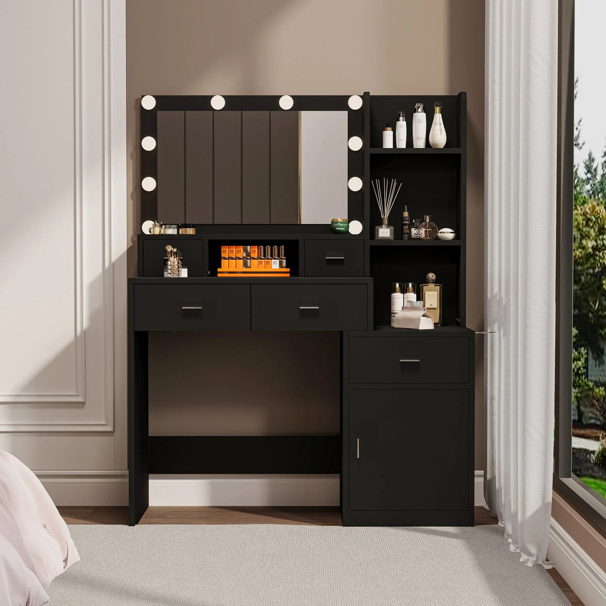 Newly Designed Smart Mirror Dressing Table With Drawers And Storage Cabinet, Dressing Table With Dressing Pad For Bedroom, Dressing Room - Furniture Home Direct