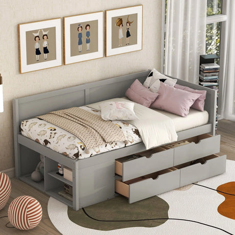 Daybed With Drawers And Shelves - Furniture Home Direct