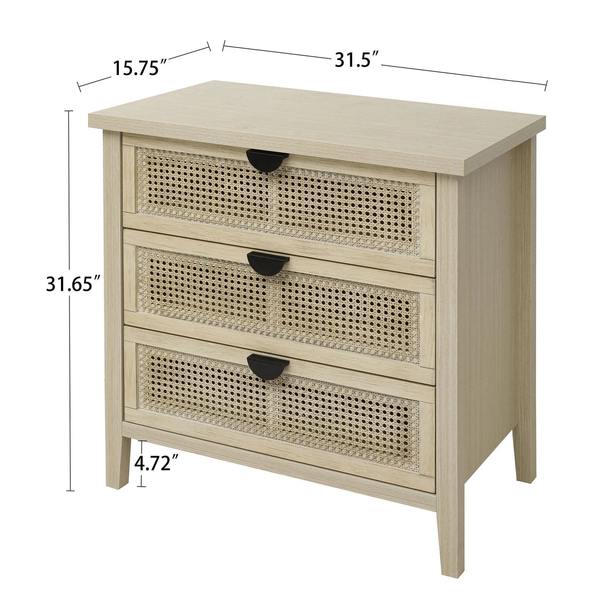 3 Drawer Cabinet, Suitable For Bedroom - Natural - Furniture Home Direct