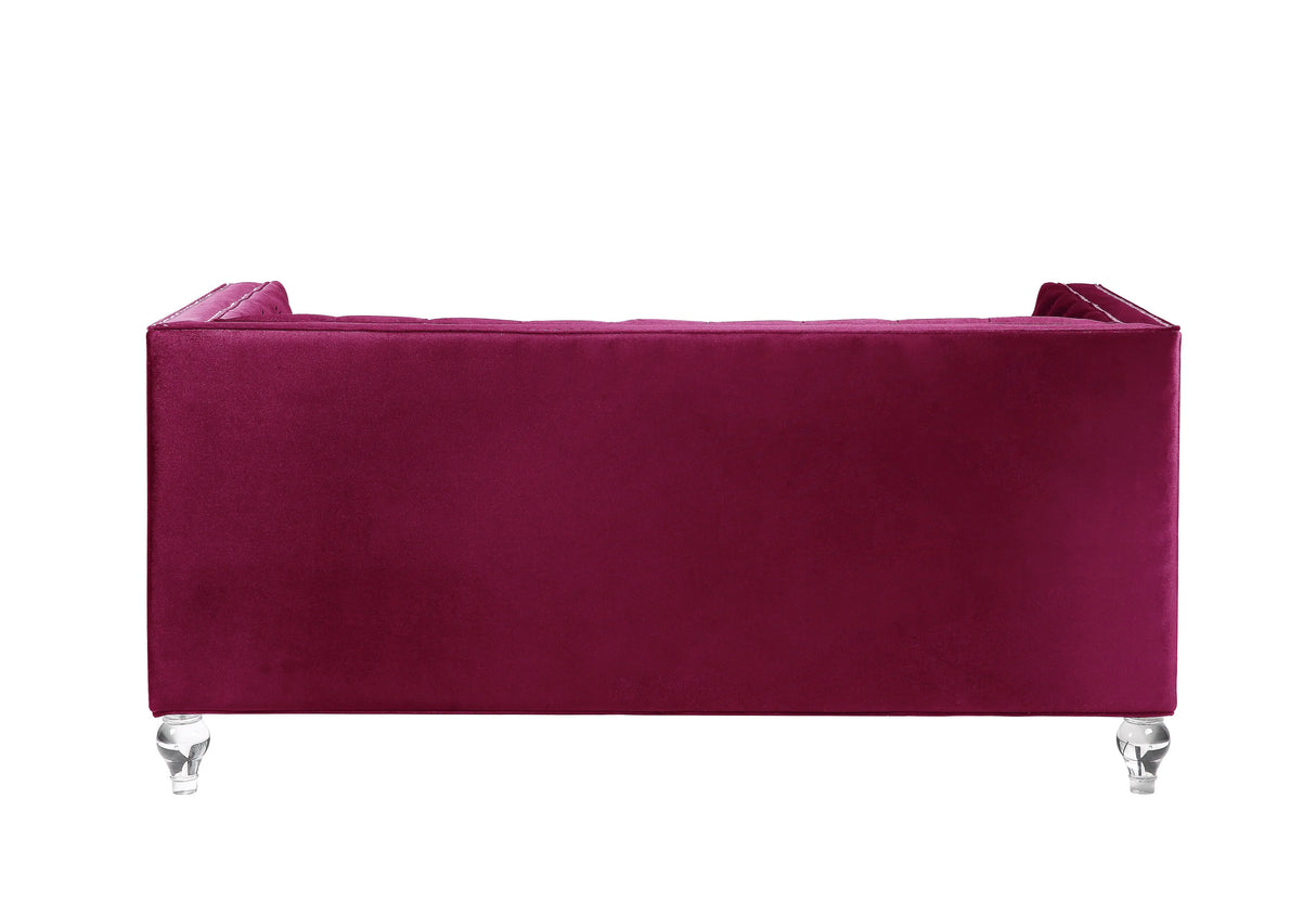 Heibero Loveseat - With 2 Pillows - Burgundy - Furniture Home Direct