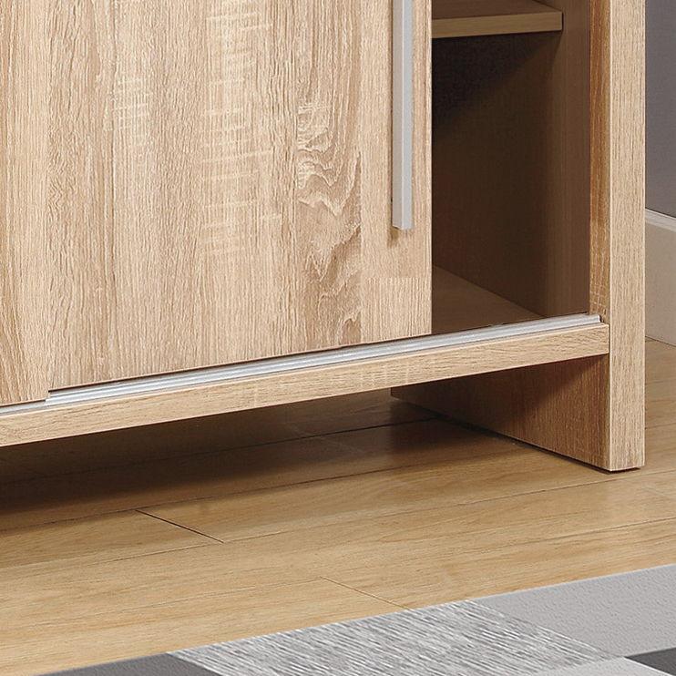 Sideboard Buffet Entry Cabinet Sliding Doors Metal Bar Handles Four Shelves - Furniture Home Direct