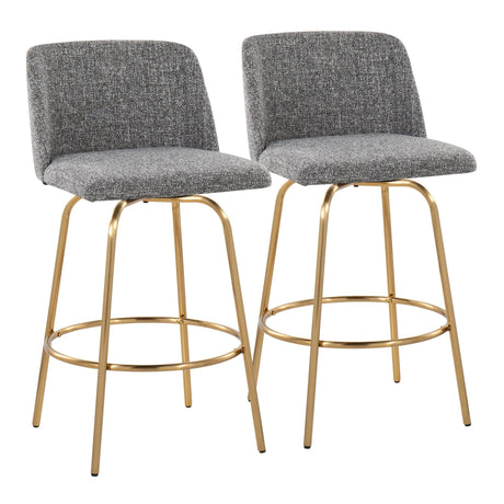 Toriano - Contemporary, Fixed Height Counter Stool With Swivel With Round Footrest (Set of 2) - Furniture Home Direct