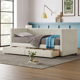 Corduroy Daybed With Two Drawers And Wood Slat - Furniture Home Direct