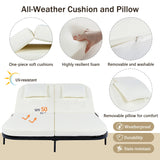 Outdoor Wicker Double Chaise (Black Frame+Beige Cushion) - Furniture Home Direct