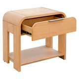 Modern 1 Drawer Waterfall Nightstand With Mid Century Design - Natural - Furniture Home Direct