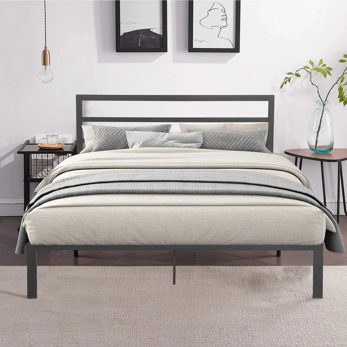 Metal Bed Frame With Headboard - Furniture Home Direct