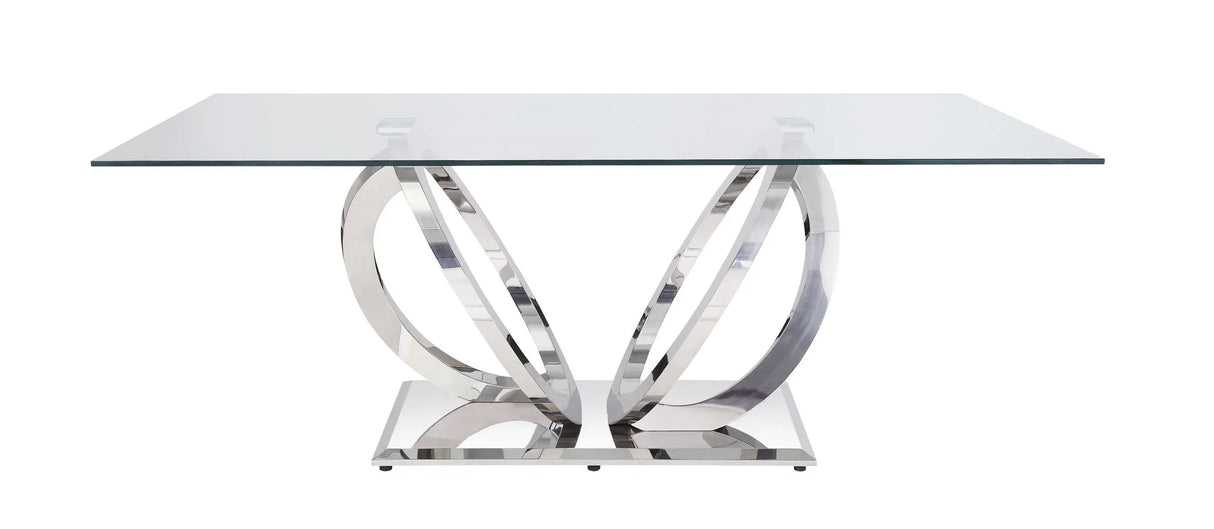 Finley - Clear Glass Top Mirrored Dining Table - Silver - Furniture Home Direct