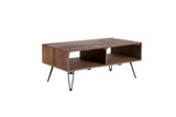 Reclaimed Wood Coffee Table With Open Storage For Living Room - Black / Natural - Furniture Home Direct
