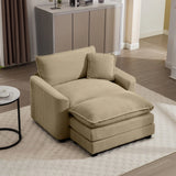 Classic Modern Comfortable Single Chair Deep Seat Sofa With Footstool - Furniture Home Direct