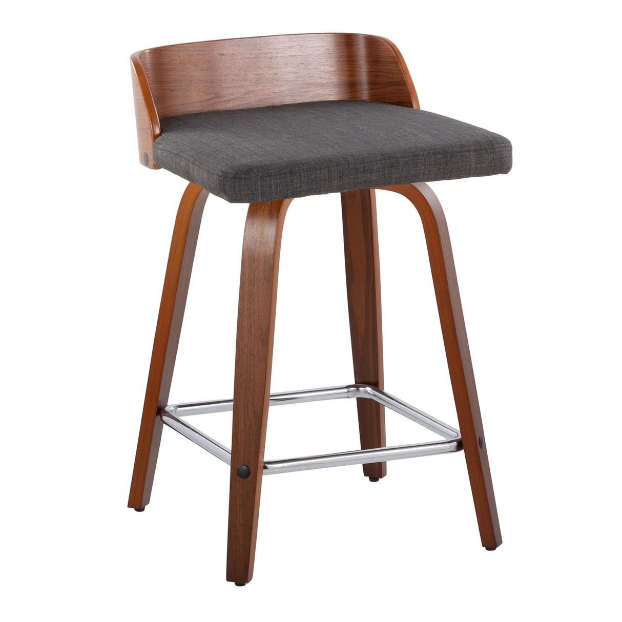 Maya - Mid Century Modern Fixed Height Counter Stool With Swivel With Square Footrest (Set of 2) - Furniture Home Direct