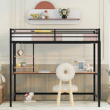 Twin Loft Bed With Desk And Shelve - Black - Furniture Home Direct