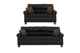 Black Bonded Leather 2 Piece living Room Set (Sofa and Love Seat) - Black - Furniture Home Direct