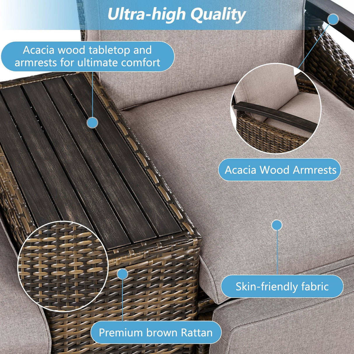 Outdoor Reclining Chaises With Built-in Storage Table - Furniture Home Direct