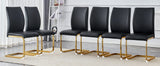 Dining Chair Set With Gold Frame PU Upholstery Black - Furniture Home Direct