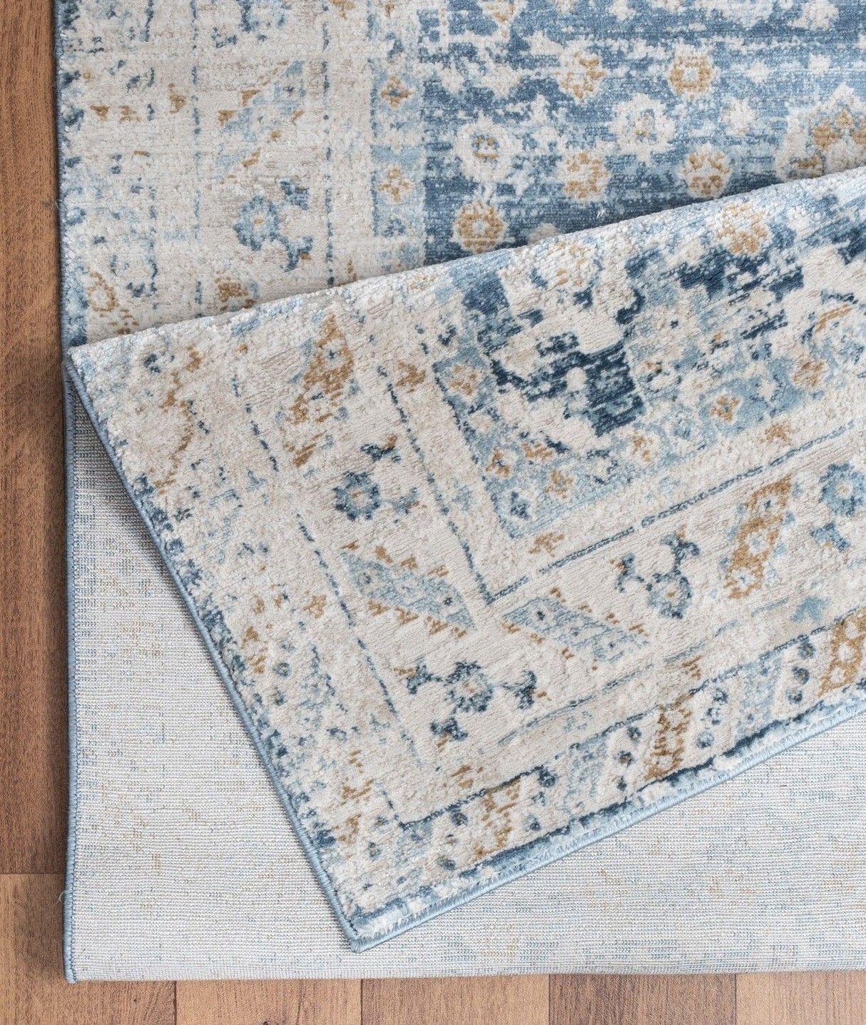 Noble - 5'3" X 7'3" Area Rug - Blue, Polyester - Furniture Home Direct