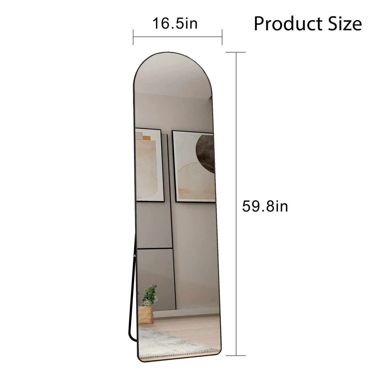 Arched Full Length Mirror With Frame For Bathroom Bedroom ing Store - Black - Furniture Home Direct