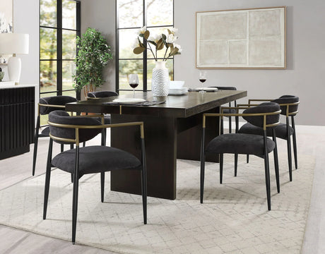 Jaramillo - 7 Pieces Dining Room Set - Gold / Rustic Espresso - Furniture Home Direct