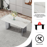 Dining Set 7 Piece Marble Top Table And Chairs White - Furniture Home Direct