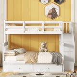 Bunk Bed With Twin Size Trundle, Storage And Guard Rail For Bedroom - Furniture Home Direct