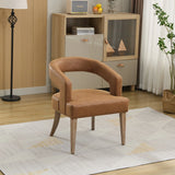 Wide Modern Barrel Open Back Upholstered Accent Chair With Weathered Solid Wood Legs - Furniture Home Direct