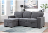 Sleeper Sectional Sofa With Chaise Corded Fabric Dark Gray - Furniture Home Direct