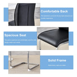 Dining Chair Set Modern Chrome Base PU Leather Black - Furniture Home Direct