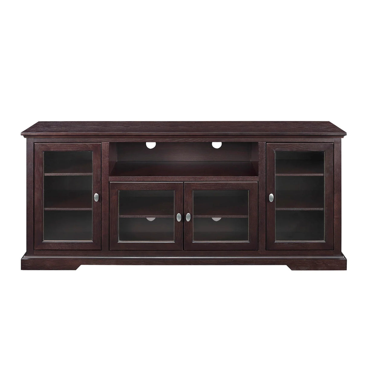 Transitional Classic 70" TV Stand For 80" TVs With 4 Glass Doors - Furniture Home Direct
