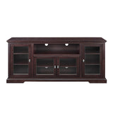 Transitional Classic 70" TV Stand For 80" TVs With 4 Glass Doors - Furniture Home Direct