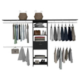 Closet System With Three Hanging Rods And Shelves Black - Furniture Home Direct