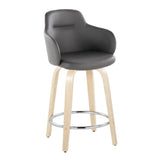 Boyne - Contemporary Fixed Height Counter Stool & Swivel With Round Footrest (Set of 2) - Furniture Home Direct