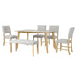 Rustic Farmhouse Dining Room Rectangular Table With 4 Upholstered Chairs And Bench - Furniture Home Direct